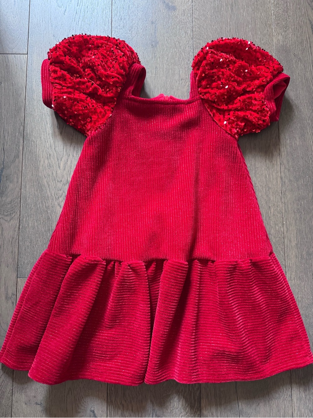 Lola + The Boys Red Girls' Sequin Puff Sleeve Dress